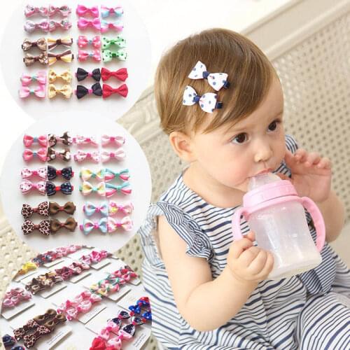 YALOODE 4pcs/set Cute Hair Clip Bow Print Ribbon Baby Girls Hairpins Full Cover Clips Barrettes Baby Girl Hair Accessories