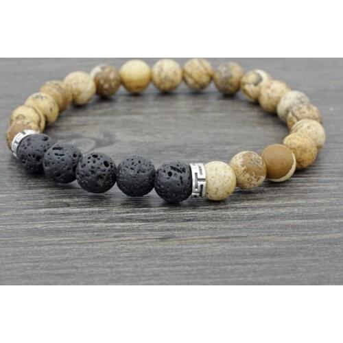 8mm jj3 Buddha elastic thread adjusted black volcanic lava Stone bead essential oils diffuser picture stone Bracelet Bangles