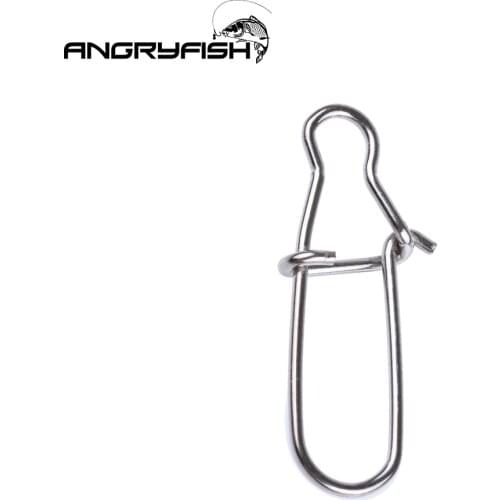 Angryfish 50PCS/Lot Hooked Snap Pin Stainless Steel Fishing Barrel Swivel Safety Snaps Hook Lure Accessories Connector Snap