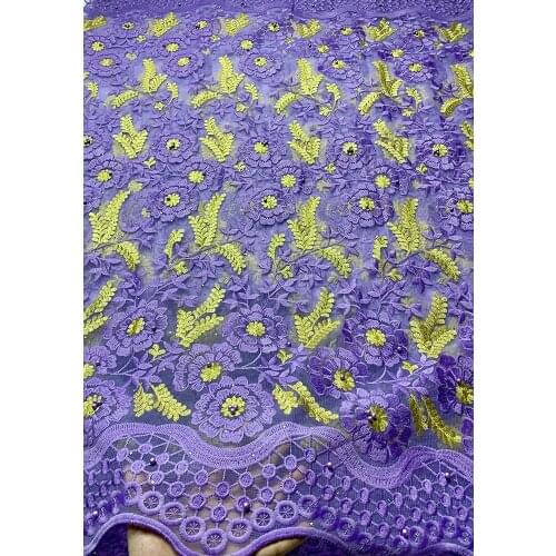 Beautifical 2020 New Cheap Design Lace French Fabric Stones 5 Yards Nigeria Mesh Lace Fabrics 5 Yards ML34N188