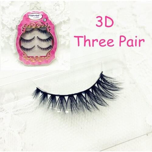 Free shipping 3pcs/lot 100% handmade real mink fur false eyelash 3D05 strip mink lashes thick fake faux eyelashes Makeup beauty