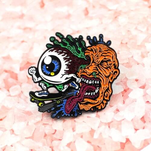 Eye Latest Design Brooche vitality Dynamic eye Pins badge Skateboard eyeballs explosicum slurry brain Augmented Reality jewelry