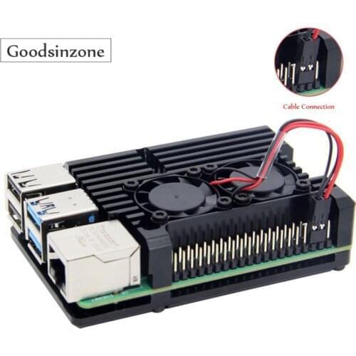 Raspberry Pi 4 Model B Passive Cooling Case, Metal Aluminium Case with Dual Fan Kit, Cooling Heatsink Case for Raspberry Pi 4B