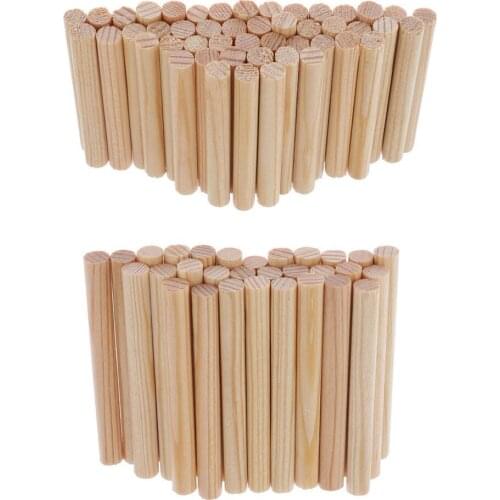30x Round Wood Stick Wooden Dowel Rod for Kids Model Making 50/60mm - Wood, 60mm 30Pcs