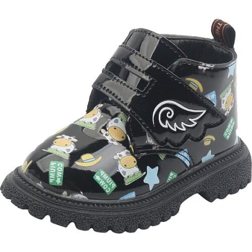CUZULLAA Children Leather Boots1-6 Years Boys Girls Martin Boots Autumn Winter Toddler Kids Soft Sole Shoes Sneakers Size 21-30