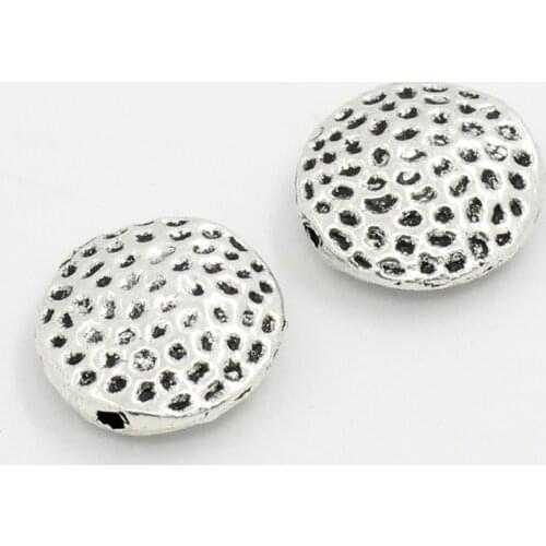 Doreen Box hot- Spacers Beads Flat Round Silver Color Spot 17mm Dia,20PCs (B22467)
