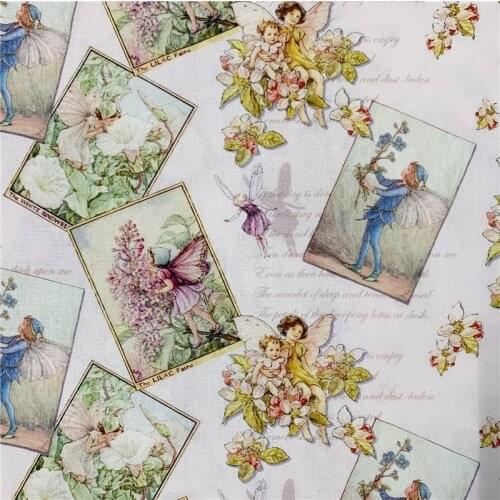 Elves Fairy Print Plain cotton fabric for Diy Patchwork Quilting Cribs The Cloth Cushions Blanket Baby skirt Sewing Tissus