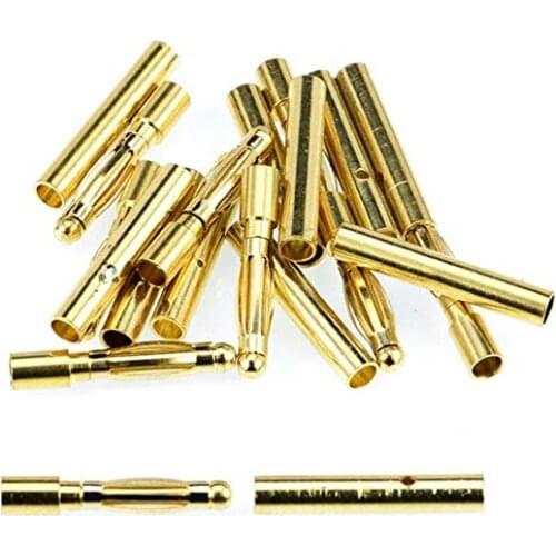 FATJAY 20pcs / 10 pairs RC bullet connector gold banana plug 2.0mm male female