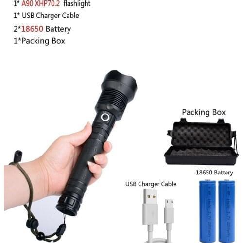 Flashlight Torch Lamp Portable Mini P70 Rechargeable Strong Flashlight 30W 20W USB Charging P50 Photoelectric Flashlight