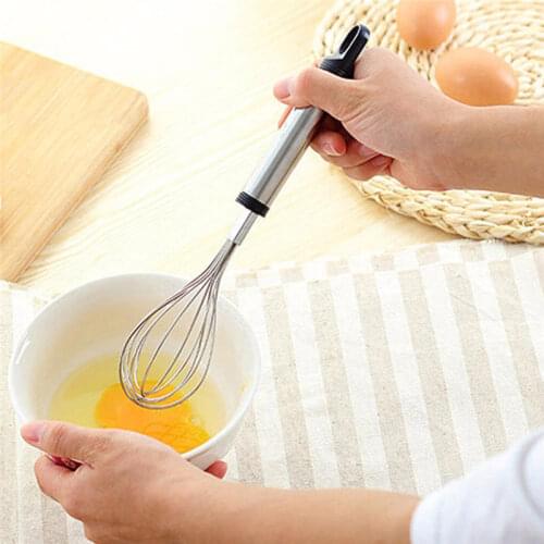 Hot Sale Mixer Egg Beater Manual Self Turning Stainless Steel Whisk Hand Blender Egg Cream Stirring Kitchen Tools @A