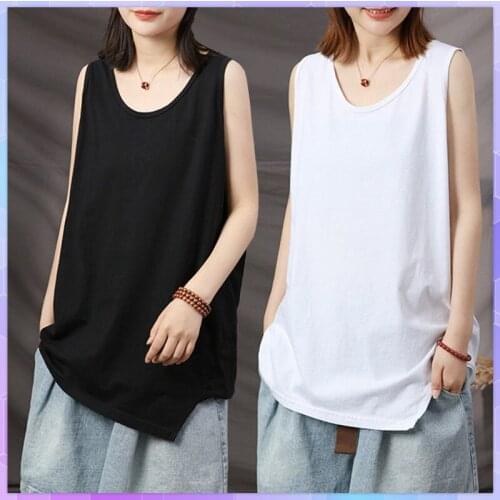 Cotton Camis Solid Loose Vest Womens Tank Top Female Summer Thin Basic Tops Plus Size Casual Sleeveless T-shirts Camisole