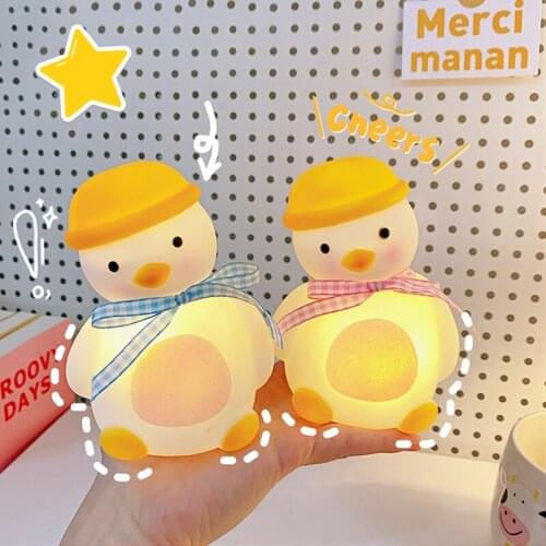 Ins Bedroom Night Light Girly Heart LED Lights Cute Duck Rabbit Ornaments Bedside Cartoon Lamp Dormitory Creative Animal Lamps