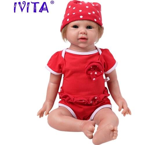 IVITA WG1520 48cm 3500g Full Silicone Reborn Baby Realistic Blue Eyes Opened Baby Doll Lifelike Kids Toys for Children Xmas Gift