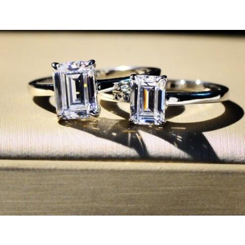 High Carbon Diamond 925 Sterling Silver Wedding Rings For Women Sparkling 8*10mm 5A Zircon Engagement Party Fine Jewelry 4.9