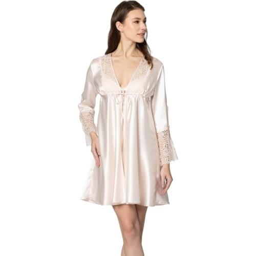 6PCS Robe Sleep Suit Pajamas Set Sexy Lace Stain White Lace Detailed Combed Cotton Nightgown Ceyiz Set Bride Set халат женский