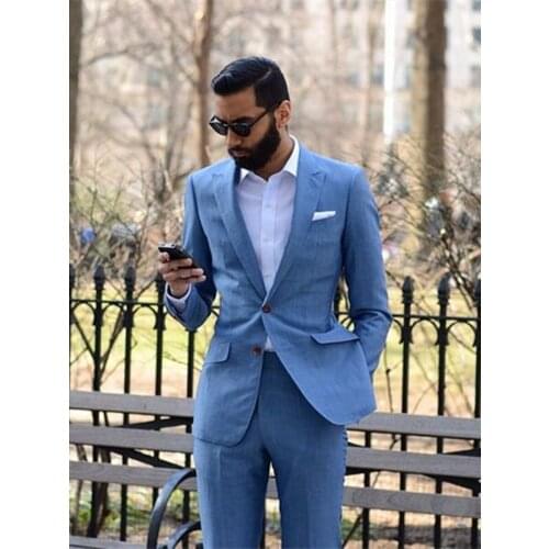 Handsome Groomsmen Peak Lapel Groom Tuxedos Wedding Dress Men Suits Blazer Prom Dinner (Jacket+Pants+Tie) K362