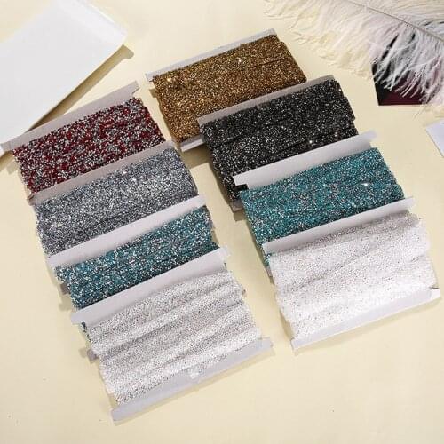 3cm 1 Yard Hotfix Rhinestones Tape Shiny Resin Rhinestones Strip Glue-back Hot Fix Rhinestones Applique For Clothes Decoration
