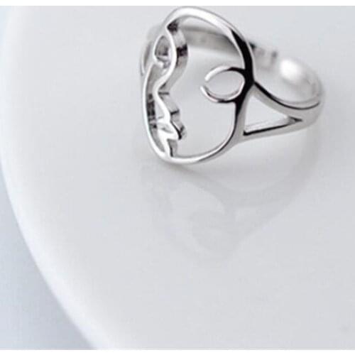 Summer Vintage Human Face Rings For Women Boho Geometric Female Finger Rings Party Bohemian Jewelry Korean Gift
