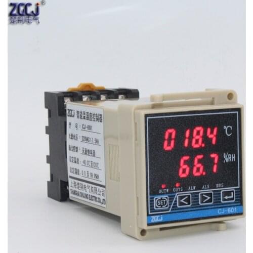 Small size 48*48mm DIN 35mm mounting humidity and temperature controller temperature and humidity meter with humiture sensor
