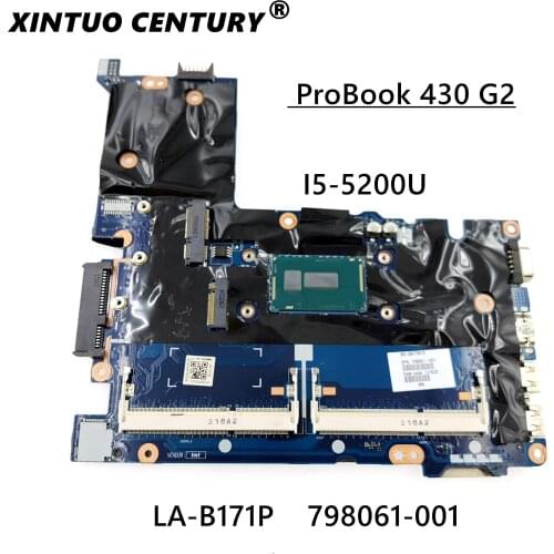 Laptop motherboard For HP 430 G2 798061-001 798061-501 798061-601 ZMP30 LA-B171P SR23Y I5-5200U CPU full test