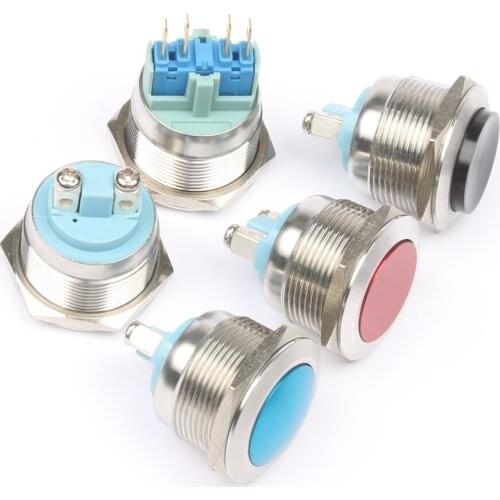 22mm flat/domed round/High head Copper push button Momentary switches 1NO colorful start button auto reset