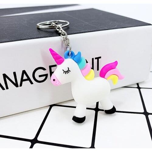 Cute Fairytale PVC Unicorn Keychain Multi-style Horse Key Rings Holder Alloy Key Chain For Women Girls Gift Jewelry