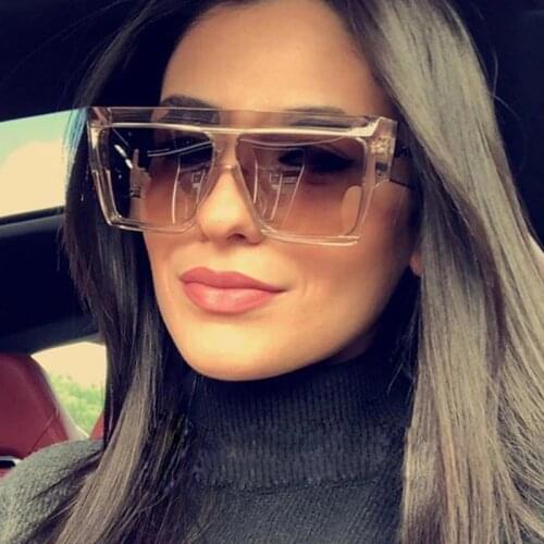 Fashion Sunglasses Women Flat Top Style Brand Design Vintage Sun glasses Female Big Frame Shades for men trending products
