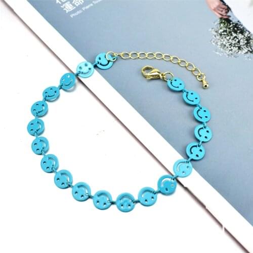 Fashion Lady Jewelry Accessories 8 Colors Cute Smiley Emoticon Chain Womens Hand Bracelets for Women 2021 New Trend