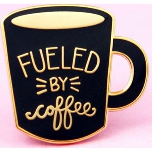 Cartoons Fueled By Coffee Lovers Enamel Brooch Pin Backpack Hat Bag Lapel Pins Badges Women Mens Fashion Jewelry Accessories