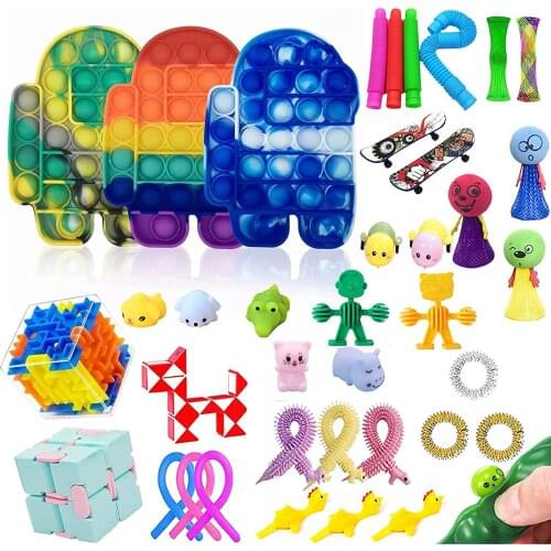24 Pack Fidget Sensory Toy Set Stress Relief Toys Autism Anxiety Relief Stress Pop Bubble Fidget Sensory Toy For Kids Adults