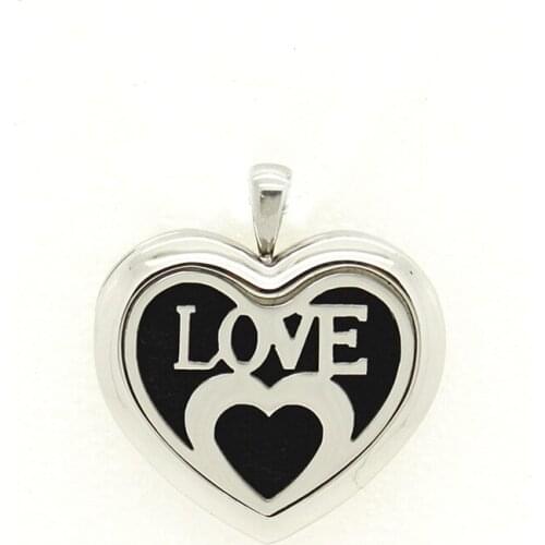 Stainless Steel Love Heart Essential Oil Diffuser Perfume Locket Pendant Necklace