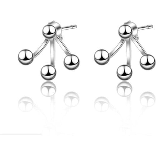 New Simple Design Personality Beads 925 Sterling Silver Jewelry Triangle Claw Exquisite Women Stud Earrings SE813