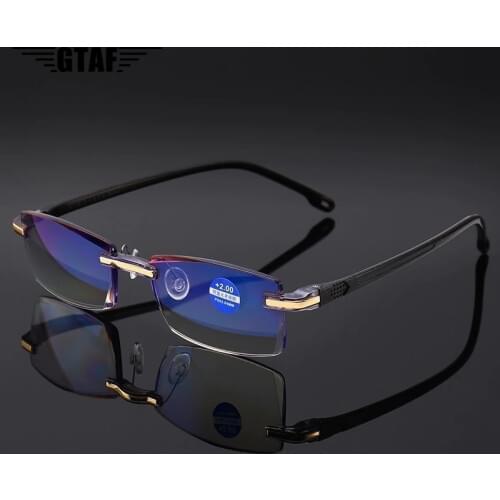 2020High-end Diamond Trimming EyeGlasses Anti Blue Light Frameless Glasses Man Women Reading Glasses+1.0+1.5+2.0+2.5+3.0+3.5+4.0