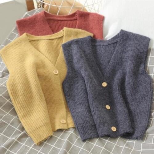 Autumn Winter Women Knitted Sweater Cardigan Sleeveless Female Sweater Vest Ladies V-Neck Sweater Coat Girls Waistcoat JW9898