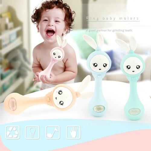 Baby Rattle Teether Music Toy for Child 0-12 Education Handbell Bed with Music Light Rattles Mobiles Newborn Bell Sand Hammer