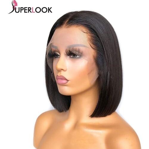Short Bob Wig Straight Lace Front Wig Human Hair Wigs For Black Women Pre Plucked Natural hairline Lace Frontal Wig