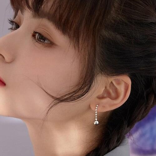 Ins Hip Hop Earrings Female Punk Sweet Cool Style Simple Style Round Bead Tassel Earrings Short Korean Fashion Women Jewelry