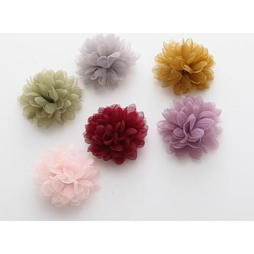 Chiffon mesh Flowers High Quality Rosette Flowers DIY Flower Bouquet Newborn Hair Accessories No Hair Clips
