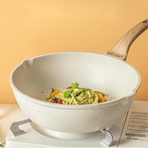 Thickened aluminum alloy non stick frying pan household induction cooker gas stove universal wok health large capacity pot