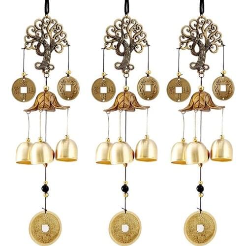 Wind Chimes Copper Alloy + Wood Money Tree Wind Chimes Bell Good Lucky Home Garddn Decorations In Stock