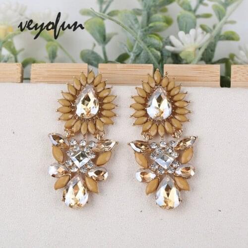 VEYOFUN Vintage Acrylic Crystal Drop Earrings Geometry Bridal Dangle Earrings for Woman Fashion Jewelry Gift New