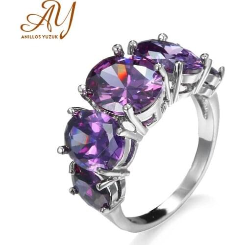 Anillos Yuzuk New Design Clear Crystal Pouple Stone 925 Sterling Silver Women Rings Christmas Gifts Cubic Zircon Jewelry Gift