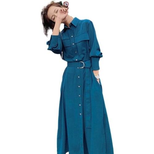 Dress womens spring and autumn 2021 new style waist slimming fashion trendy shirt skirt