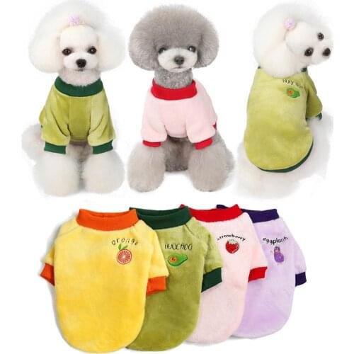 Pets Winter Thicken Plush Clothing Puppy Plush Round Neck Warm Sweater Clothes Pet Coat For Small Dogs French Bulldog Chihuahua