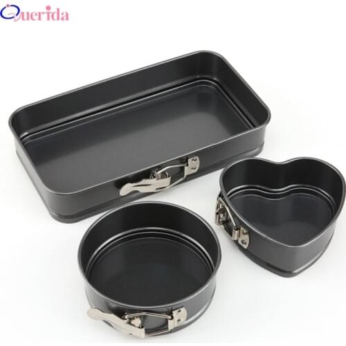 1/3Pcs/Set Black Carbon Steel Cakes Molds Square Heart Type Mini Cake Baking Pan Non-Stick Metal Bake Mould Kitchen Cake Tools