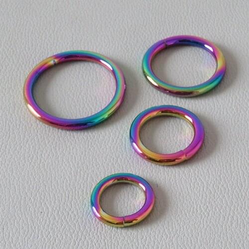 1PCS Rainbow Strong Metal O Ring Circle Belt Loop Buckle Hardware Pet Dog Collar Garment Harness Clasp DIY Accessory