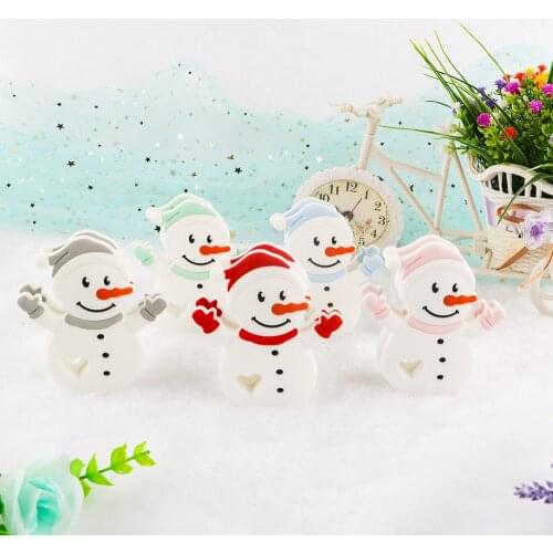 Kovict 1pc Snowman Shape Silicone Teether Food Grade Pendants DIY Pacifier Chain Necklace Accessories Baby Care Molar Toys