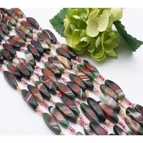 2strands/lot 41mm Natural Faceted green stripe cylindrical Agate stone bead For DIY Bracelet Necklace Jewelry Making Strand 15"