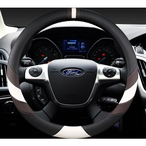 38CM PU Leather Car Steering Wheel Cover Anti-slip for Ford Focus 2 3 MK1 MK2 MK3 Auto Interior Accessories