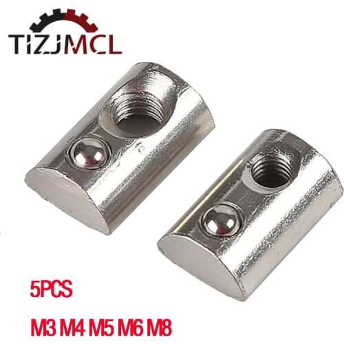 5PCS M3 M4 M5 M6 M8 Roll In Spring T-Nut Rivet NutM3 M4 M5 M6 M8 For 2020 3030 4040 4545 Aluminum Profiles Groove With Ball